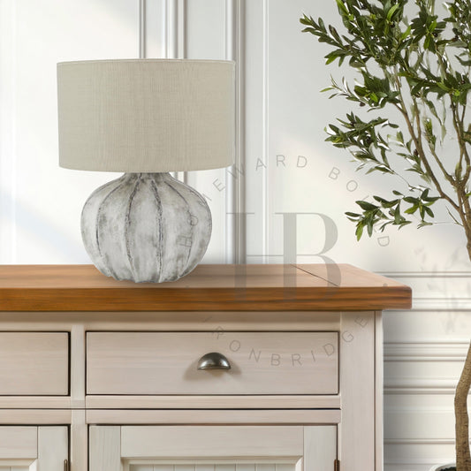 Fluted Antique Finish Ceramic Table Lamp