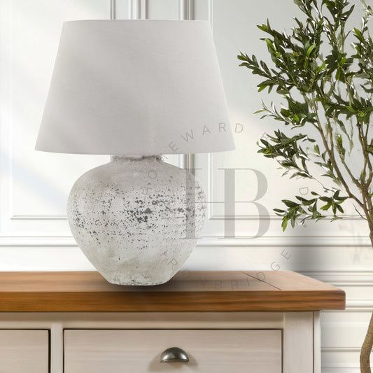 Large Ceramic Stone Effect Grey Lamp