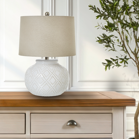 Squat Ceramic Beaded Table Lamp