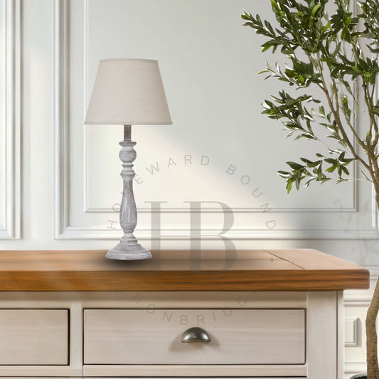 Dunum Column Table Lampe with Linen Shade